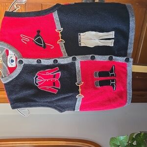 Hartstrings Cotton/Ramie Equine- Embroidered Knit Sweayer Vest Kids 10/ 12